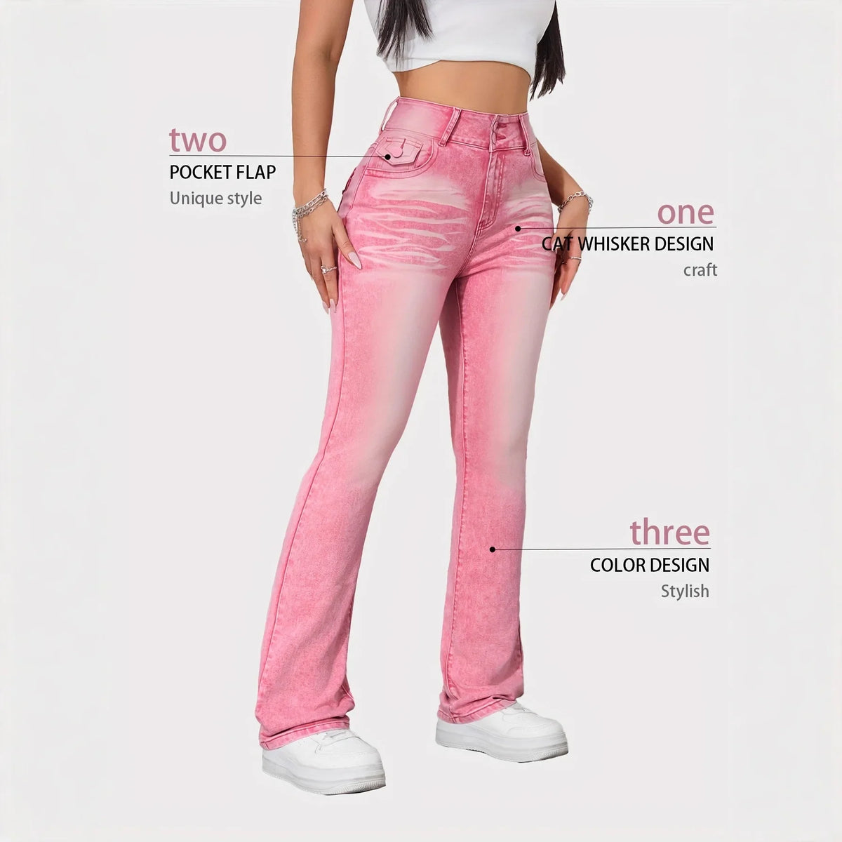 Slim Fit High Elasticity Colorful Candy Straight Leg Jeans Women's Pink Denim Pants Purple Pattern Long High Waist Jeans