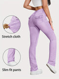 Slim Fit High Elasticity Colorful Candy Straight Leg Jeans Women's Pink Denim Pants Purple Pattern Long High Waist Jeans