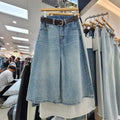 Summer Fashion Vintage Women Baggy Jeans Loose Leisure High Waist Solid Denim Pants Streetwear  Wide Leg Seven Quarter Jeans