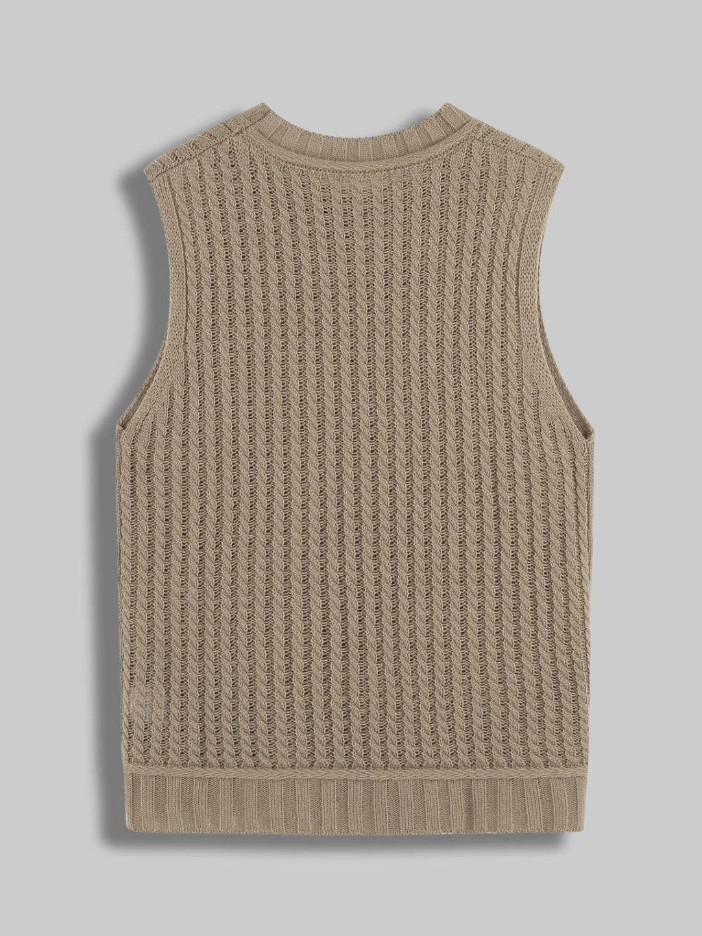 Women Sleeveless Cable Knit Sweater Vest Crew Neck Solid Acrylic Knit Tank Top