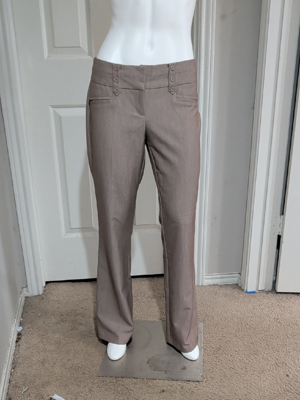 Joe B. Women’s Taupe Dress Trousers with Button Waist Detail size 7