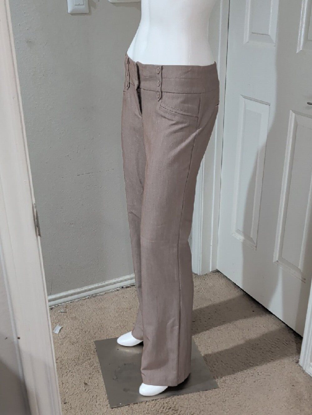 Joe B. Women’s Taupe Dress Trousers with Button Waist Detail size 7