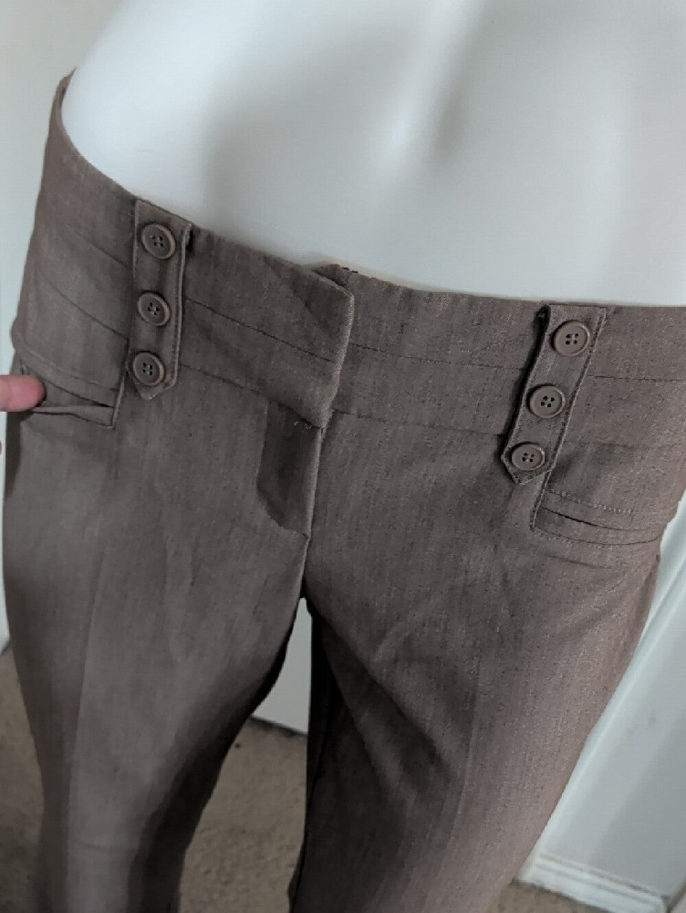 Joe B. Women’s Taupe Dress Trousers with Button Waist Detail size 7