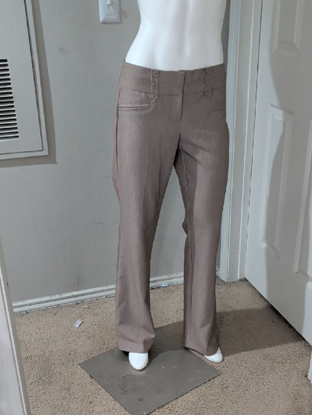 Joe B. Women’s Taupe Dress Trousers with Button Waist Detail size 7