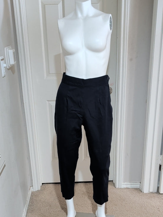 Vintage Vivian Holloway Navy High-Waist Cropped Trousers Retro Women's 14