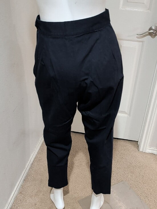 Vintage Vivian Holloway Navy High-Waist Cropped Trousers Retro Women's 14
