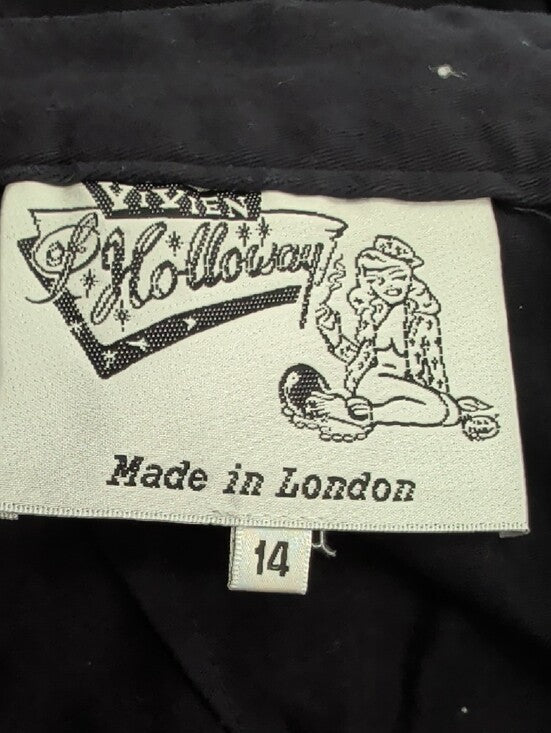 Vintage Vivian Holloway Navy High-Waist Cropped Trousers Retro Women's 14
